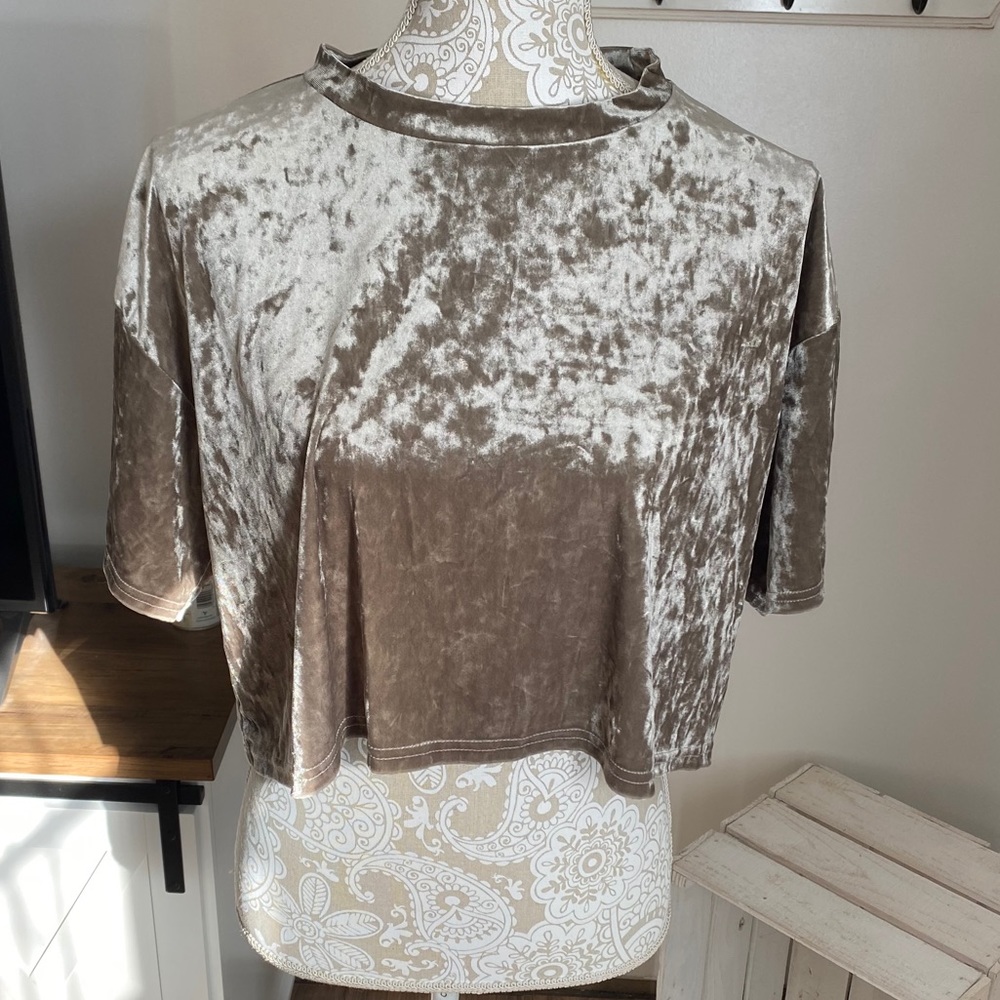 Urban Outfitters Olive velvet crop top